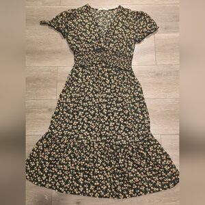 Elegant Black Floral Midi Dress